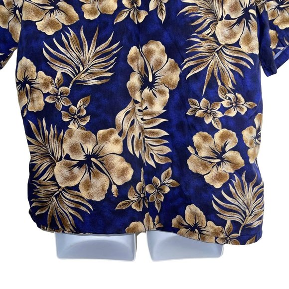 Kalani Sportswear Vintage Hawaiian Shirt Mens XL Blue Floral Tiki Aloha Vacation - Picture 8 of 10